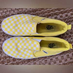 Vans Classic Slip-On Checkerboard Yellow White Youth Size 5 / Women's 6.5